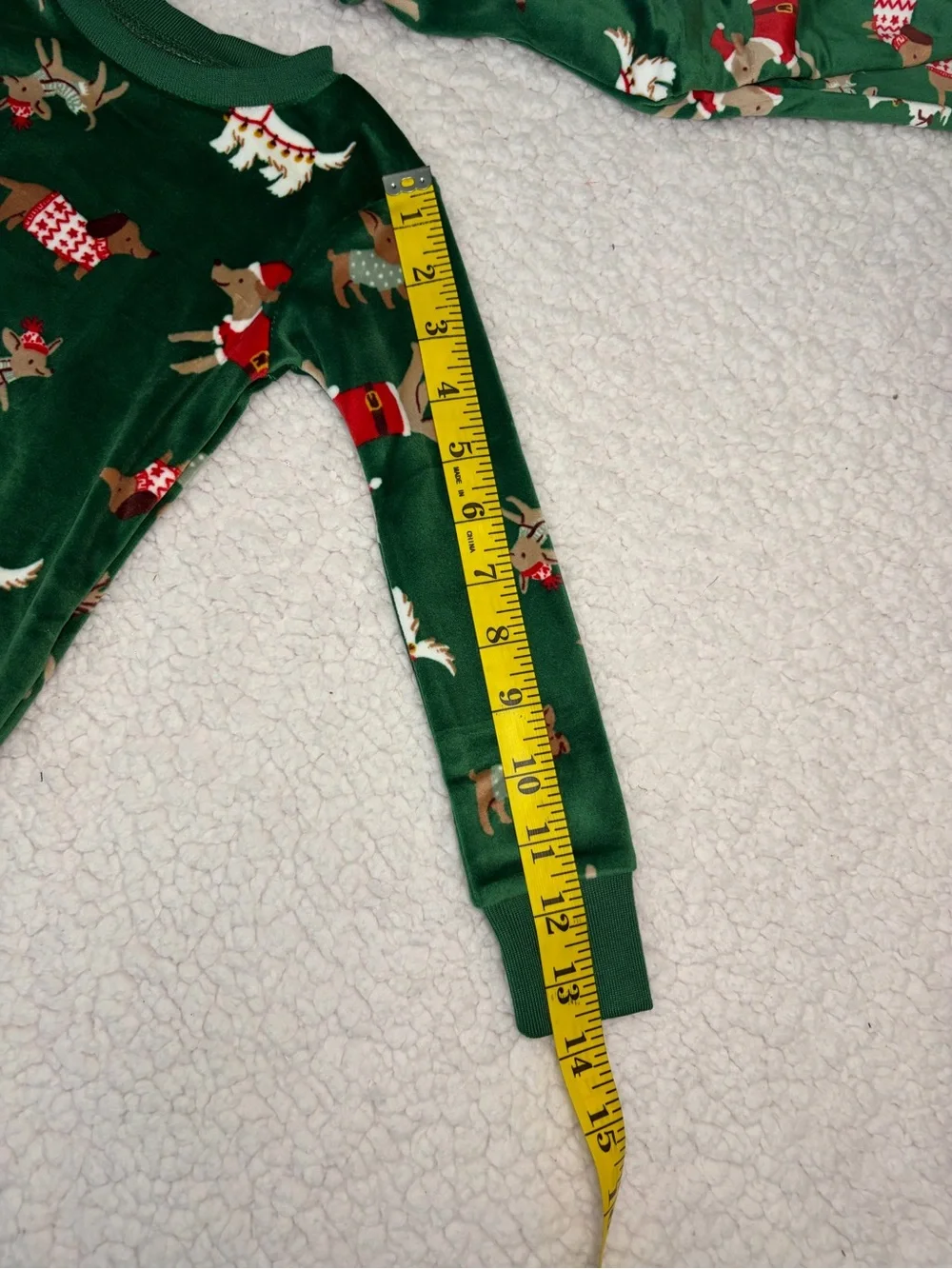 Kids Green Holiday Dog Print Christmas Designs Pajama Set